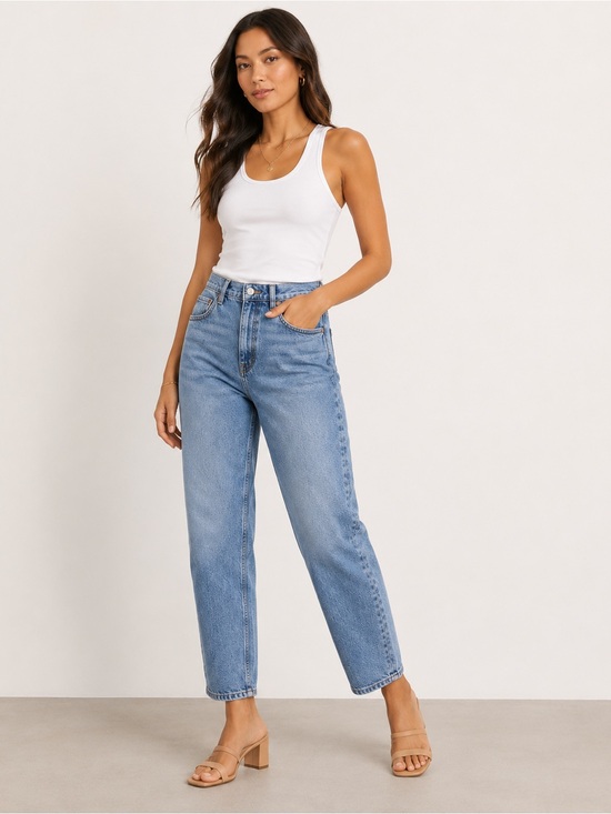 Mango Denim - Mango Newmom Comfort High-Rise Jeans | Cropped Mom Fit | Size 12